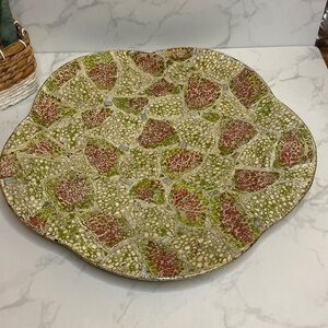 Stunning Hand-made in Vietnam Art Piece Green Gold Centerpiece Plate Decor